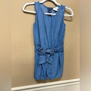 Kate Spade New York Girls' Jillian Denim Jean Bow Front Romper Size 10Y